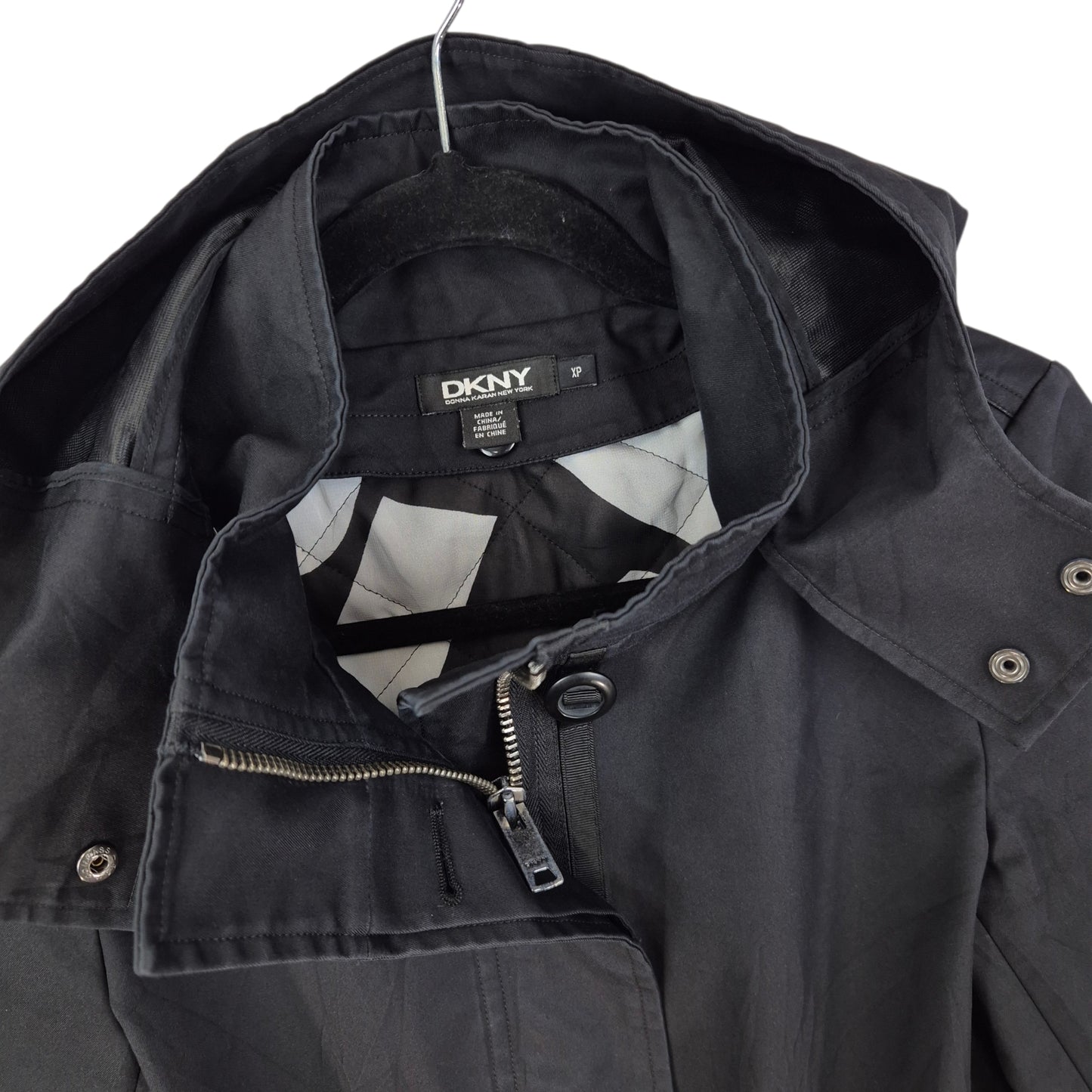 DKNY Womens Black Rigid Trench Coat Jacket Size XS