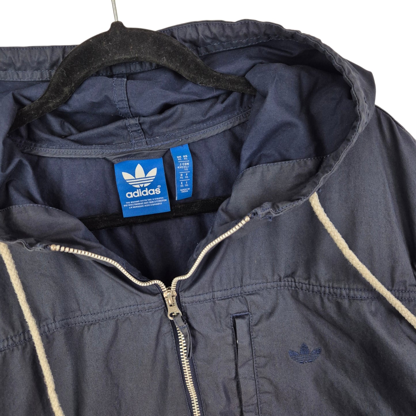 Adidas Dark Blue Light Hooded Windbreaker Jacket Size XL