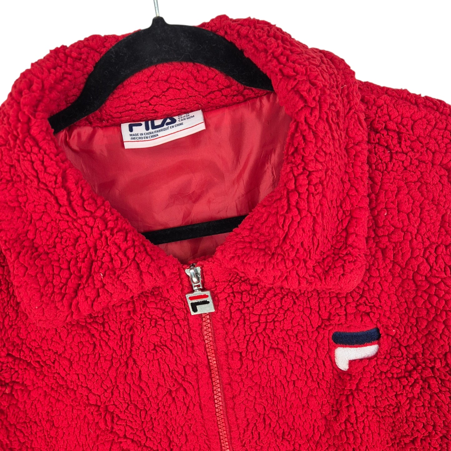 FILA Red Fleece Zip Jumper Size M