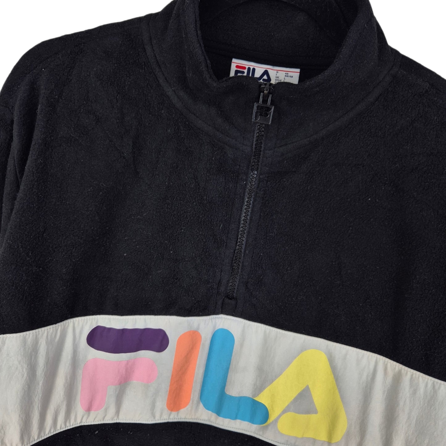 FILA Black Quarter Zip Fleece Jumper Size L