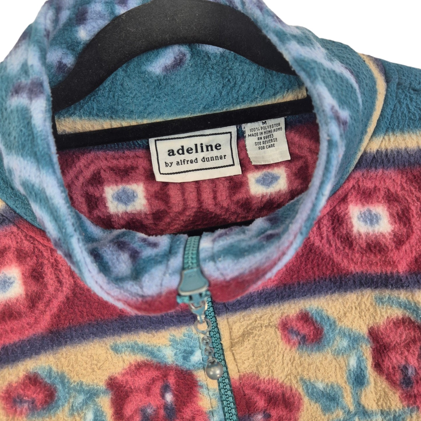 Vintage Adeline by Alfred Dunner 90's Colourful Fleece Zip Jumper Size M