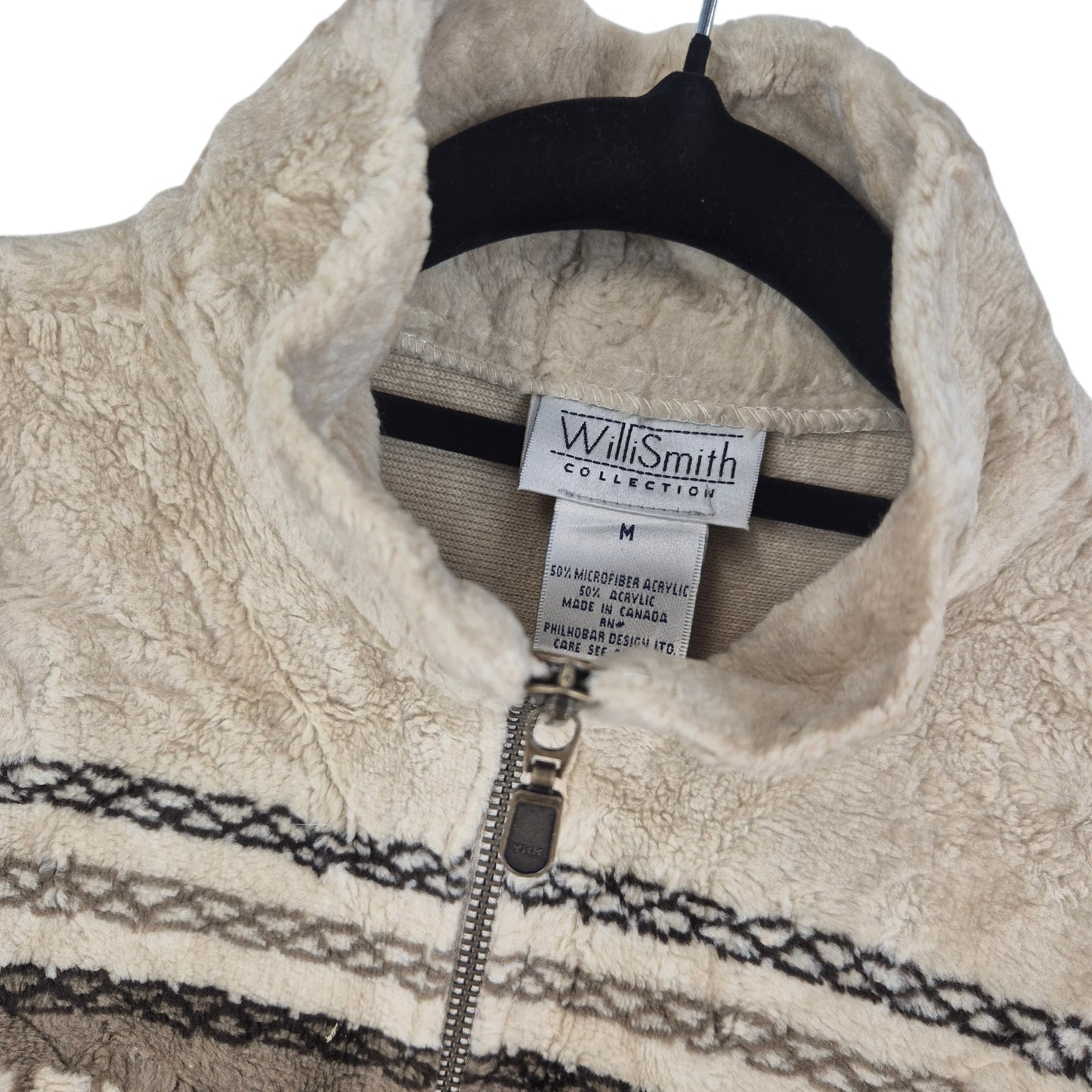 Vintage Willi Smith Collection 90's Cream Brown Fleece Jumper Size M