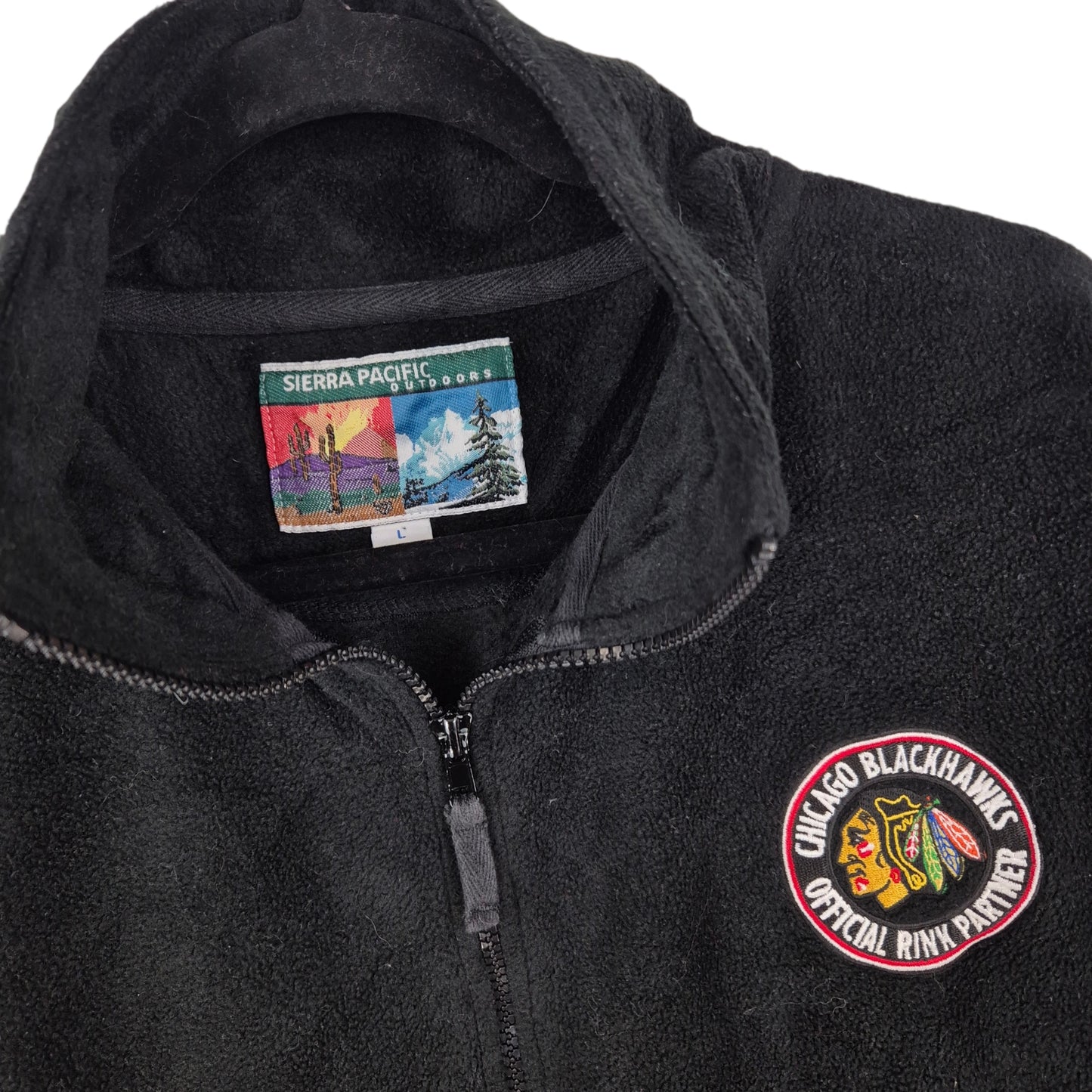 Chicago Blackhawks Official Rink Partner Black Fleece Zip Jumper Size L