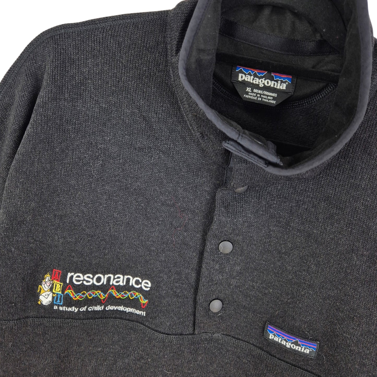 Patagonia Black Quarter Button Fleece Jumper Size XL