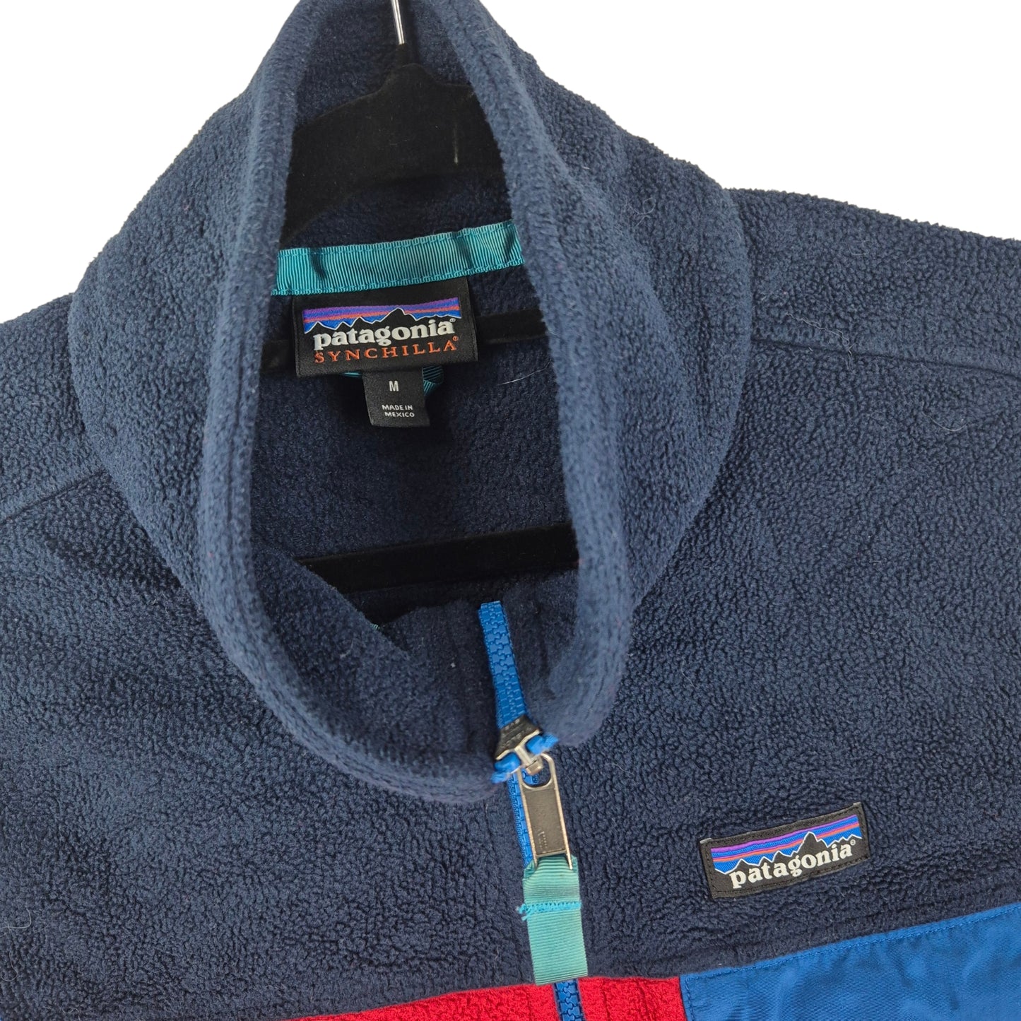 Patagonia Dark Blue & Red Fleece Vest Size M