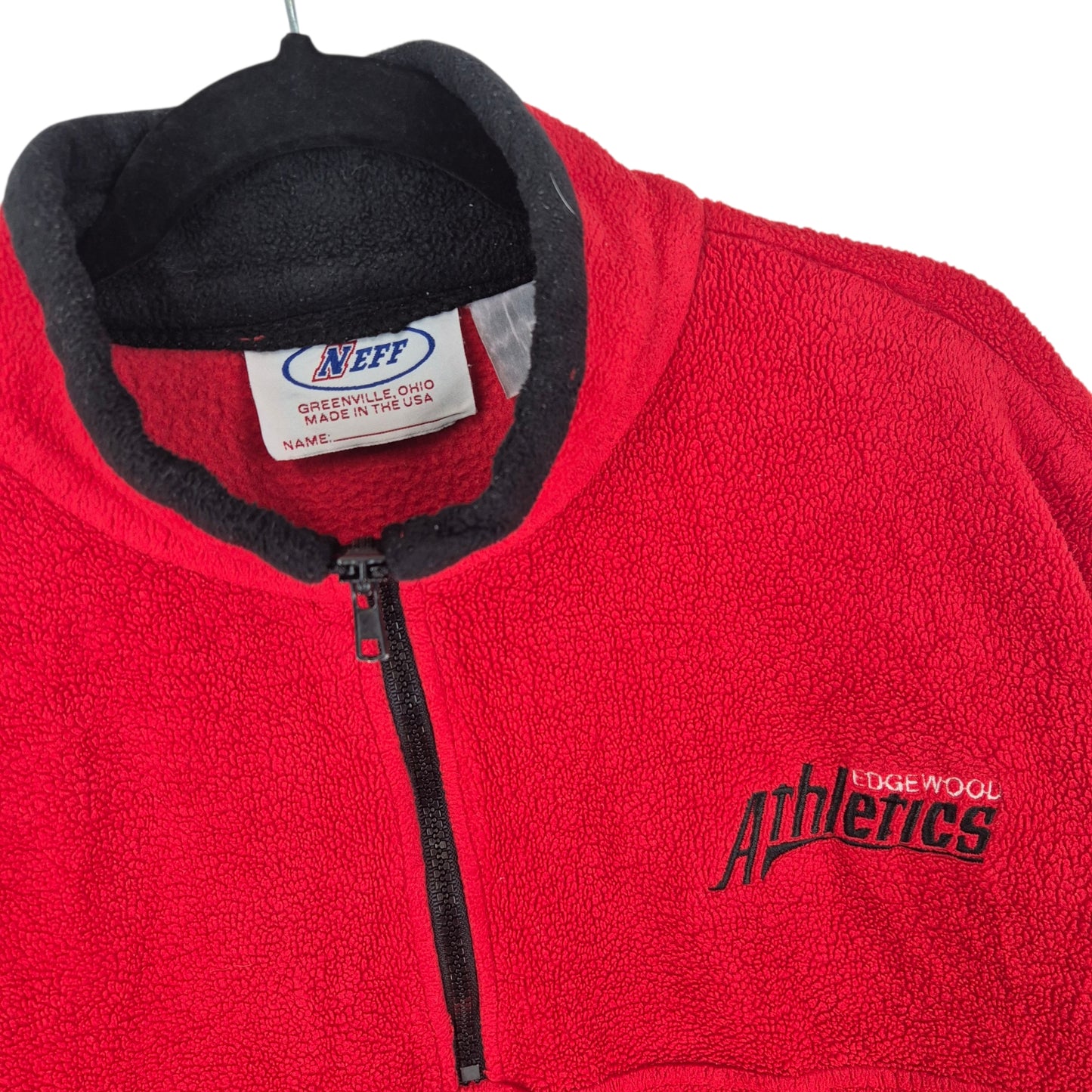 Vintage Edgewood Athletics 90's Red Quarter Zip Fleece Jumper Size XL