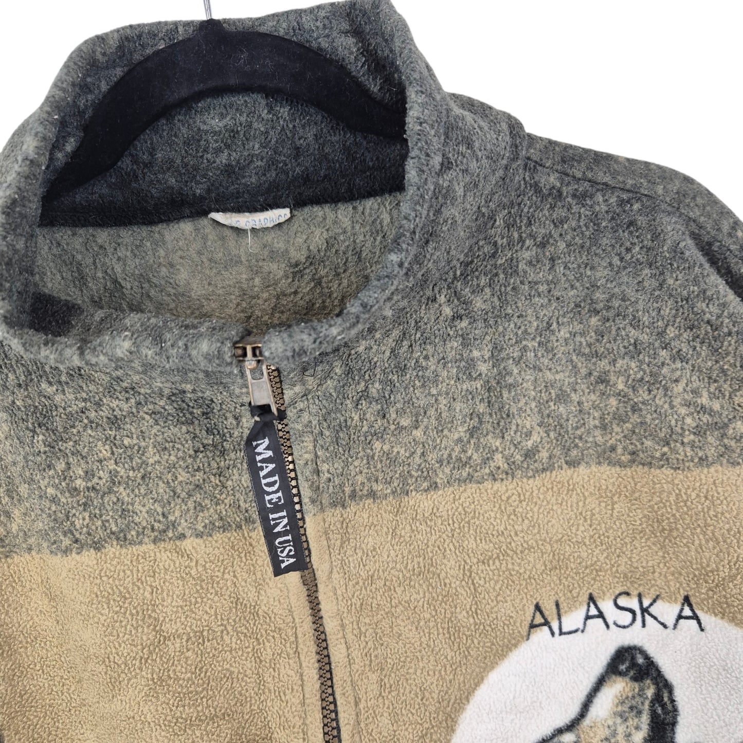 Vintage Polar Graphics 80's Brown Alaska USA Fleece Zip Jumper Size XL