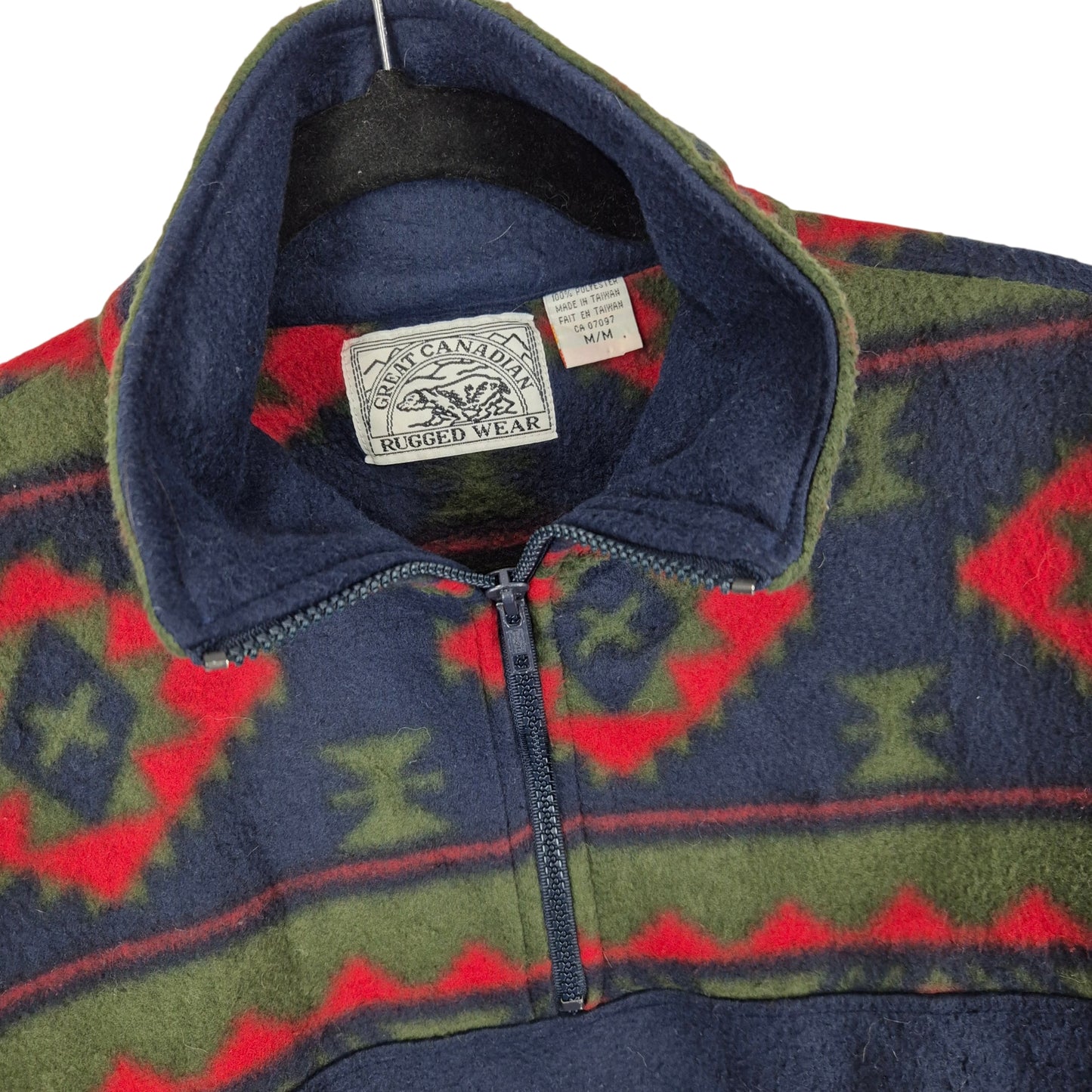 Vintage Great Canadian Rugged Wear 90's Dark Blue Fleece Jumper Size M
