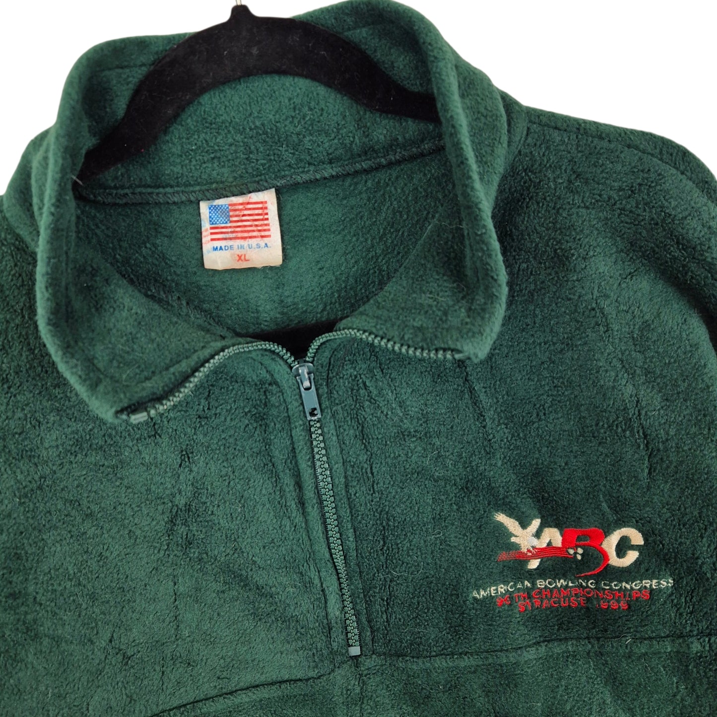 Vintage 1999 American Bowling Congress Green Fleece Jumper Size XL