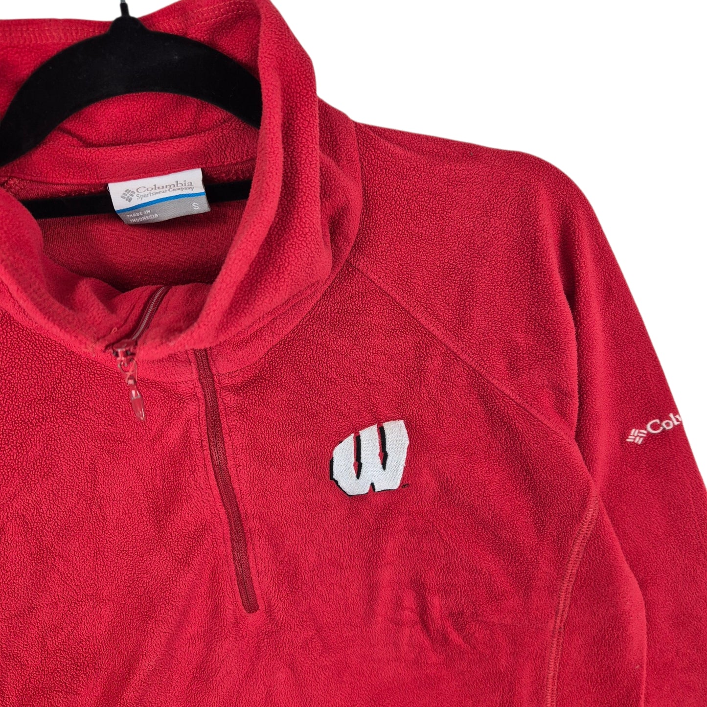Columbia Wisconsin Badgers Womens Red Quarter Zip Fleece Jumper Size S