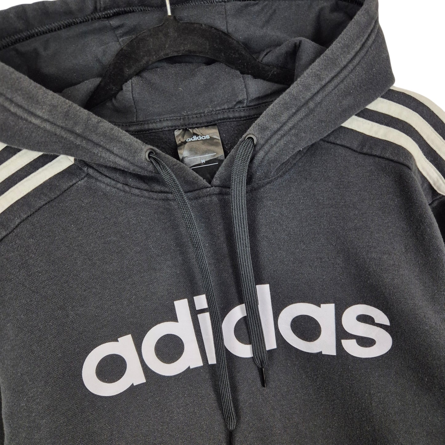 Adidas Black Chest Script Hoodie Size M