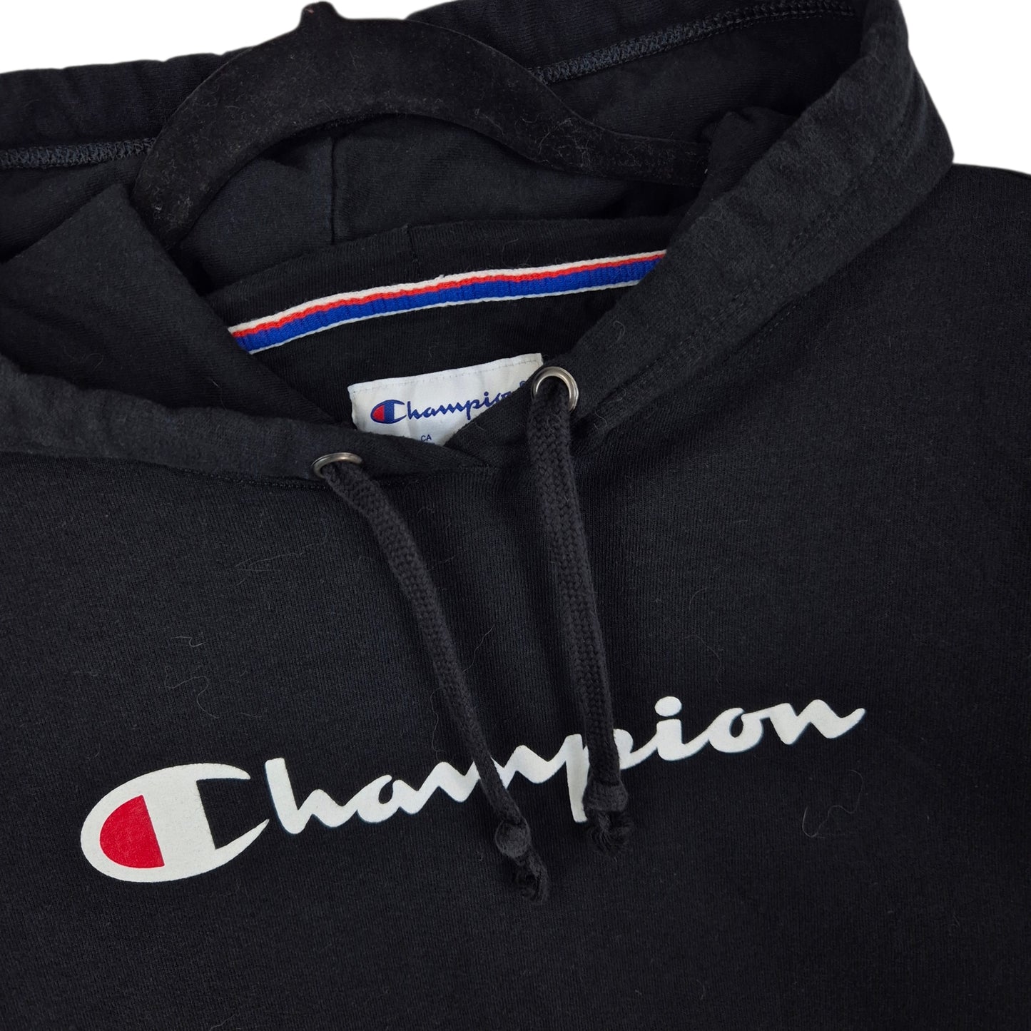 Champion Womens Black Chest Script Hoodie Size M