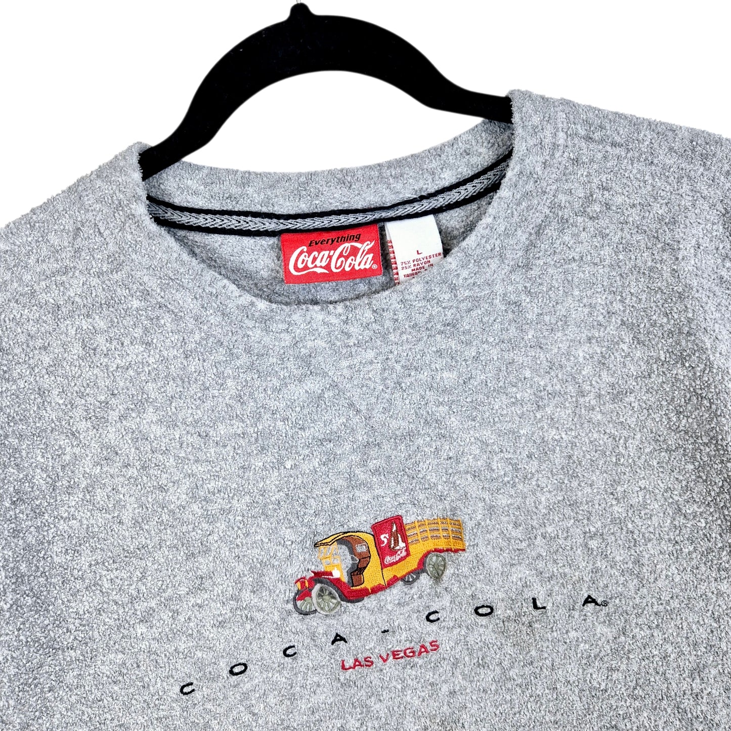 Vintage Coca Cola Las Vegas Grey Crewneck Fleece Jumper Size L