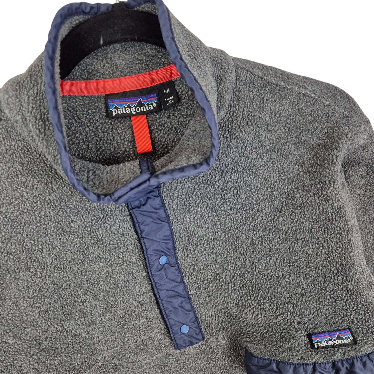 Vintage Patagonia 90's Grey Quarter Button USA Made Fleece Jumper Size M
