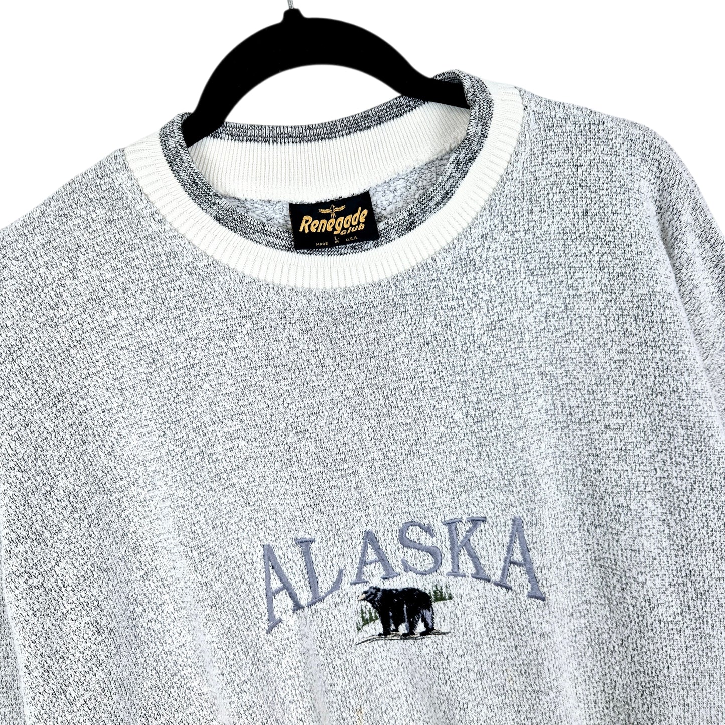 Vintage Renegade Club 80's Light Grey Alaska Fleece Jumper Size L