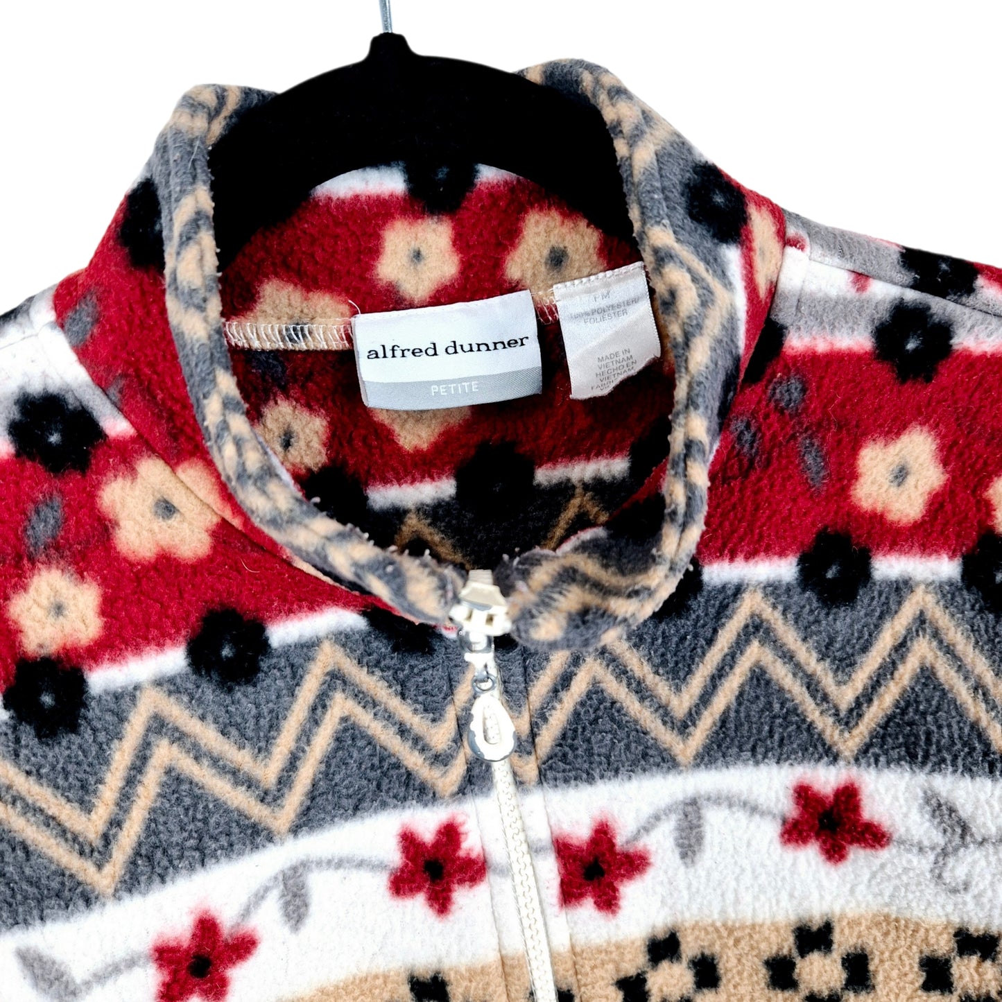 Alfred Dunner Colourful Fleece Zip Jumper Size M