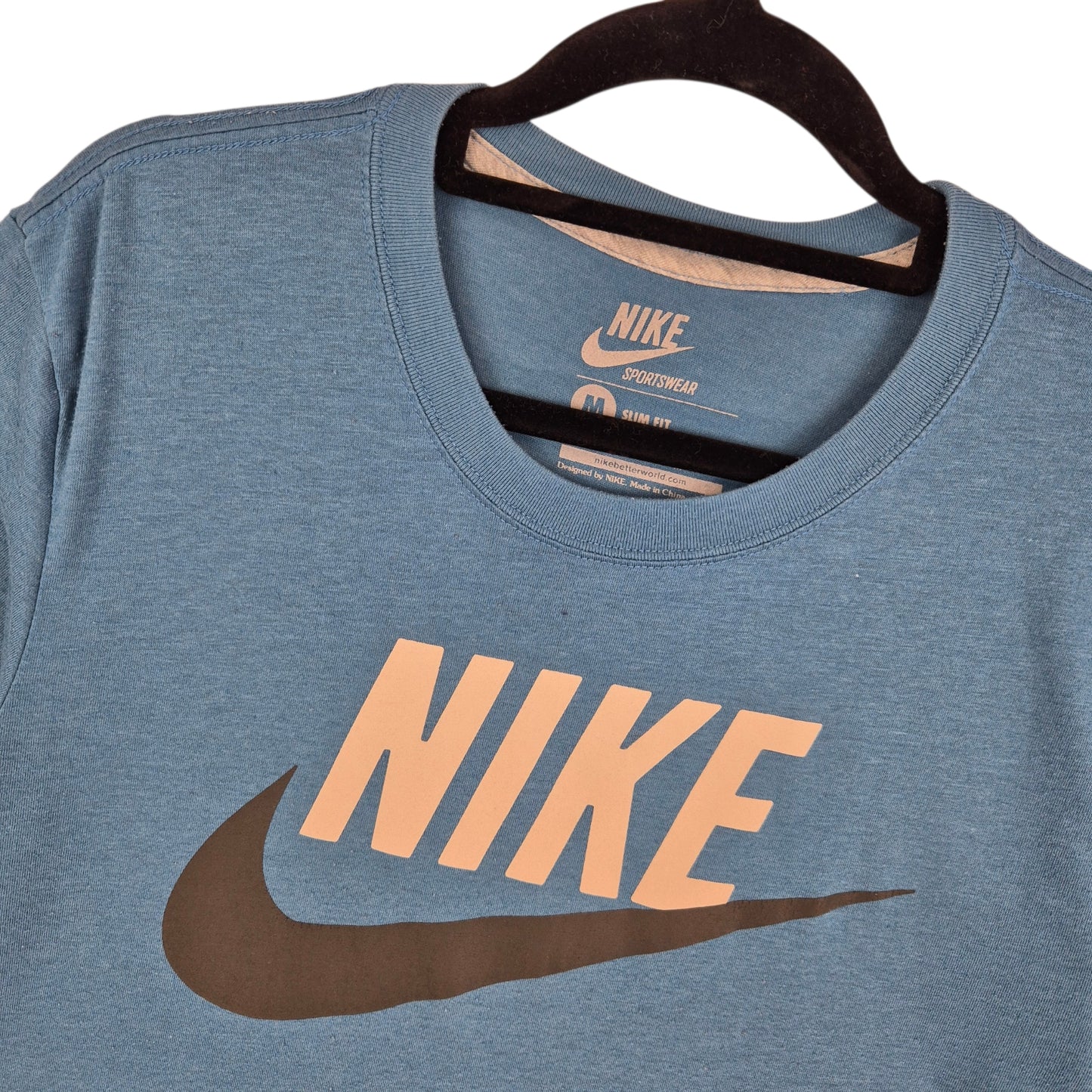 Nike Blue Monogram Stretch Slim Fit Tee Shirt Size M