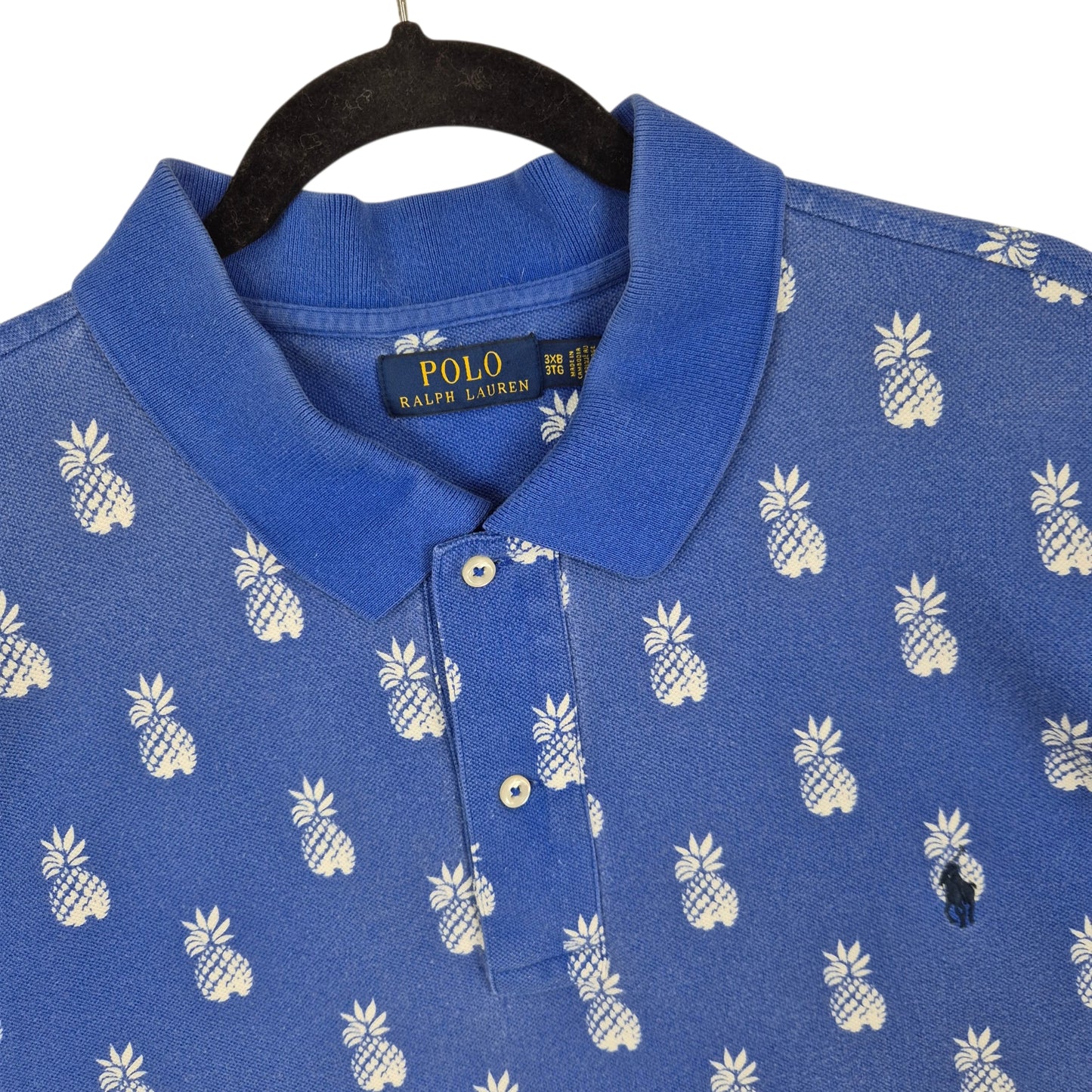 Polo Ralph Lauren Blue Pineapple Pattern Polo Shirt Size 3XL