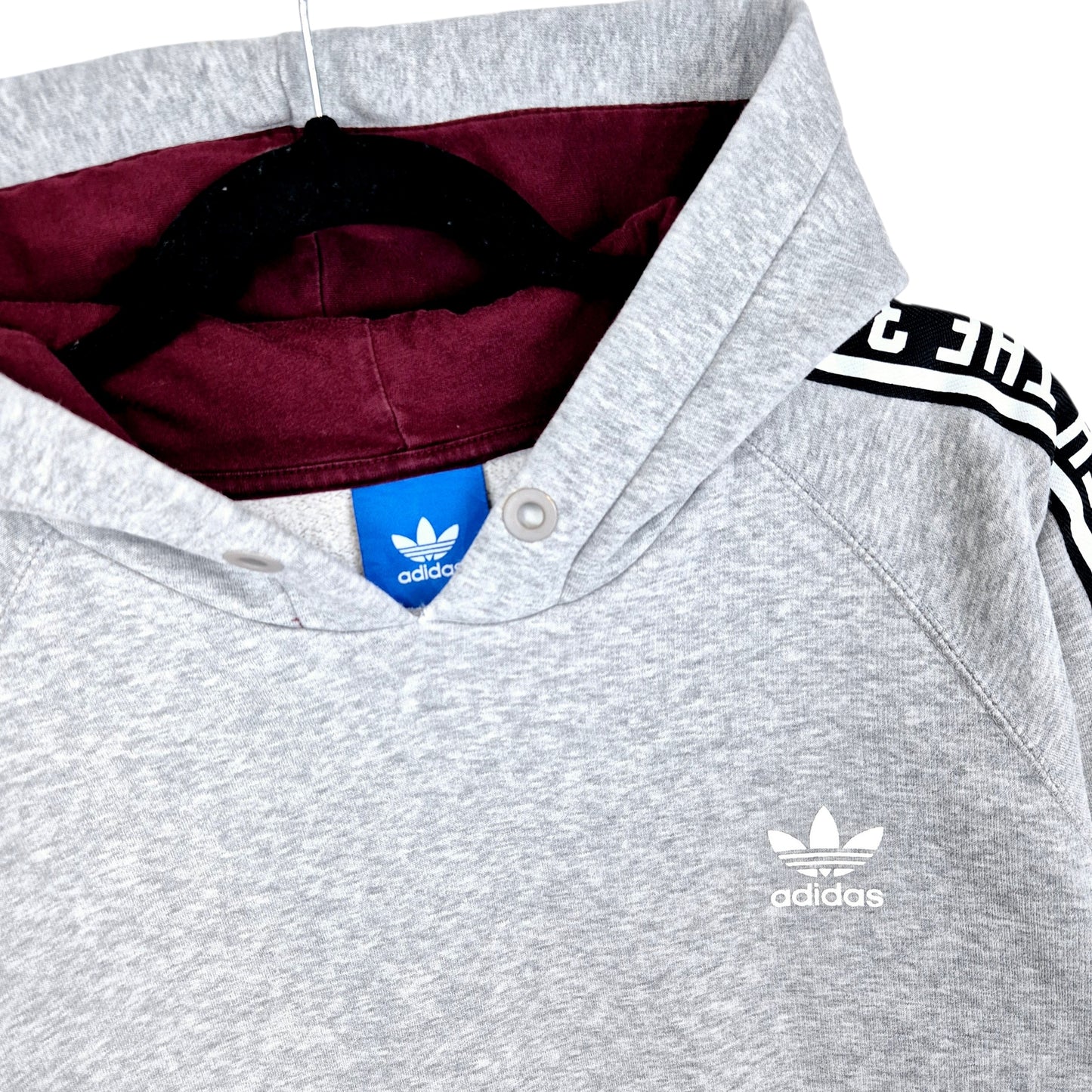 Adidas Light Grey Sleeve Tape Hoodie Size XL