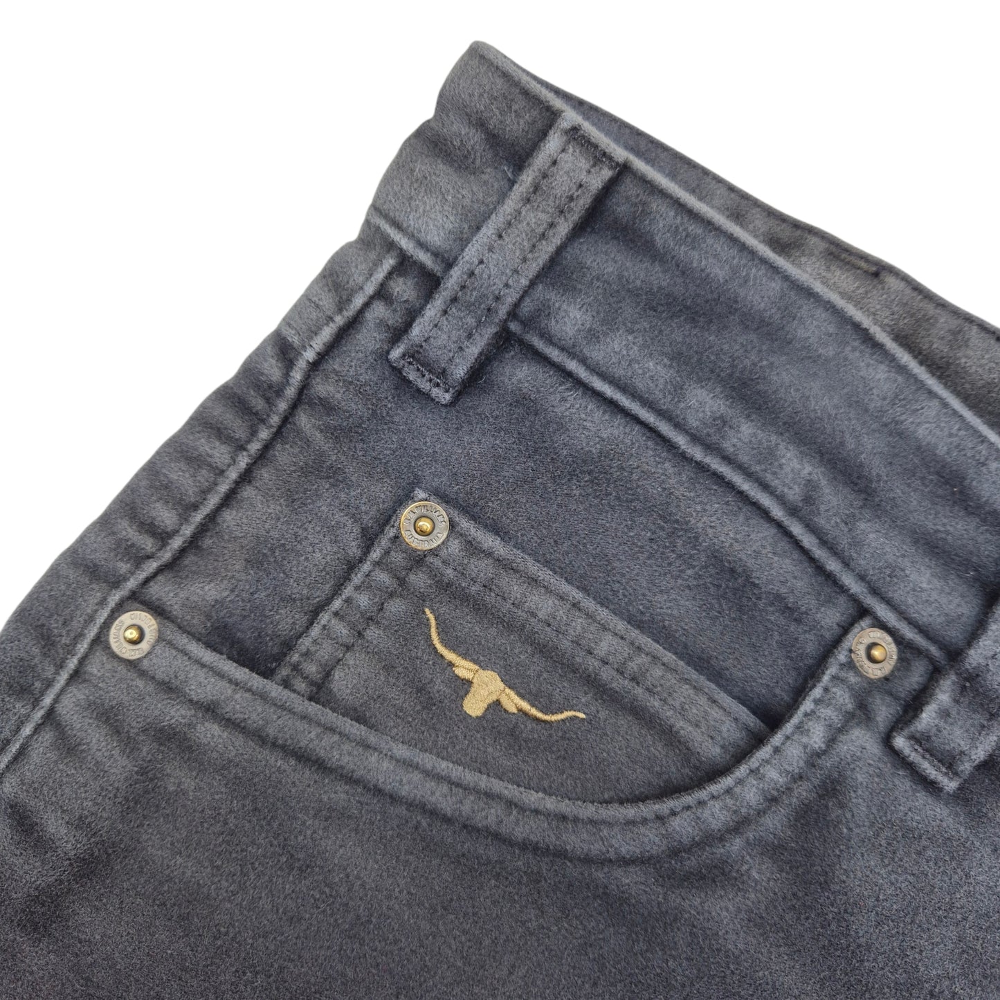Vintage RM Williams Jeans Dark Grey Felt Textured Australia Made Denim W36