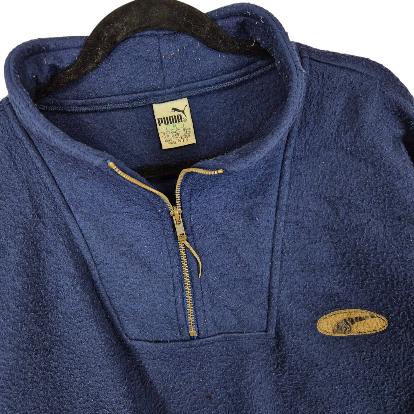 Vintage Puma 80's Dark Blue Quarter Zip Fleece Jumper Size M