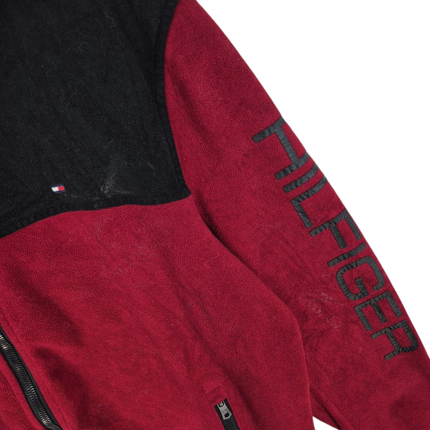 Tommy Hilfiger Burgundy Hooded Fleece Zip Jumper Size L