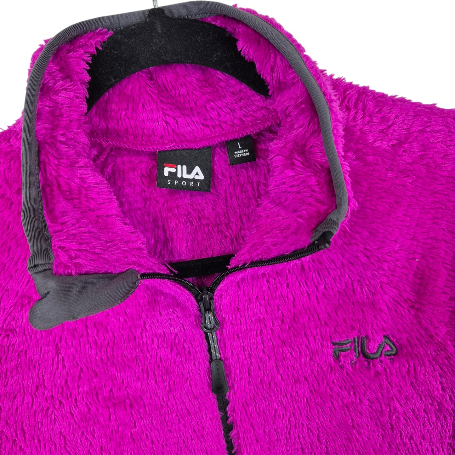 FILA Sport Womens Magenta Mink Fleece Zip Jumper Size L