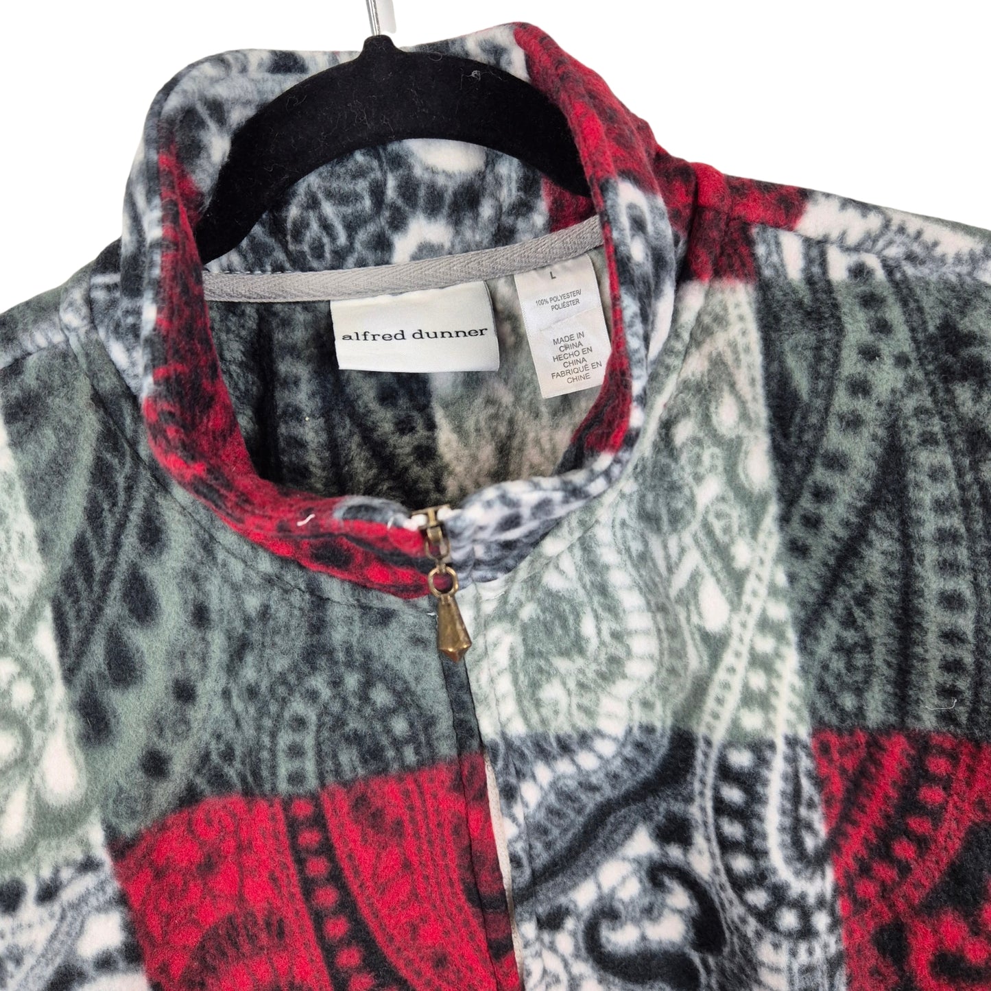 Alfred Dunner Grey & Red Fleece Zip Jumper Size L