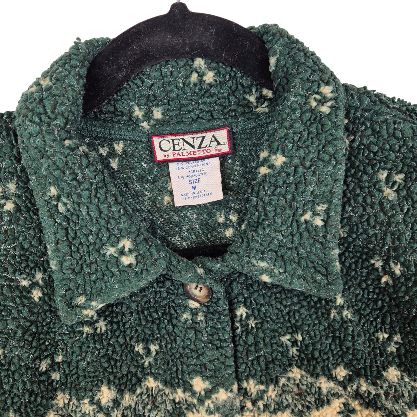Vintage Cenza by Palmettos Grey USA Made Button Fleece Jumper Size M