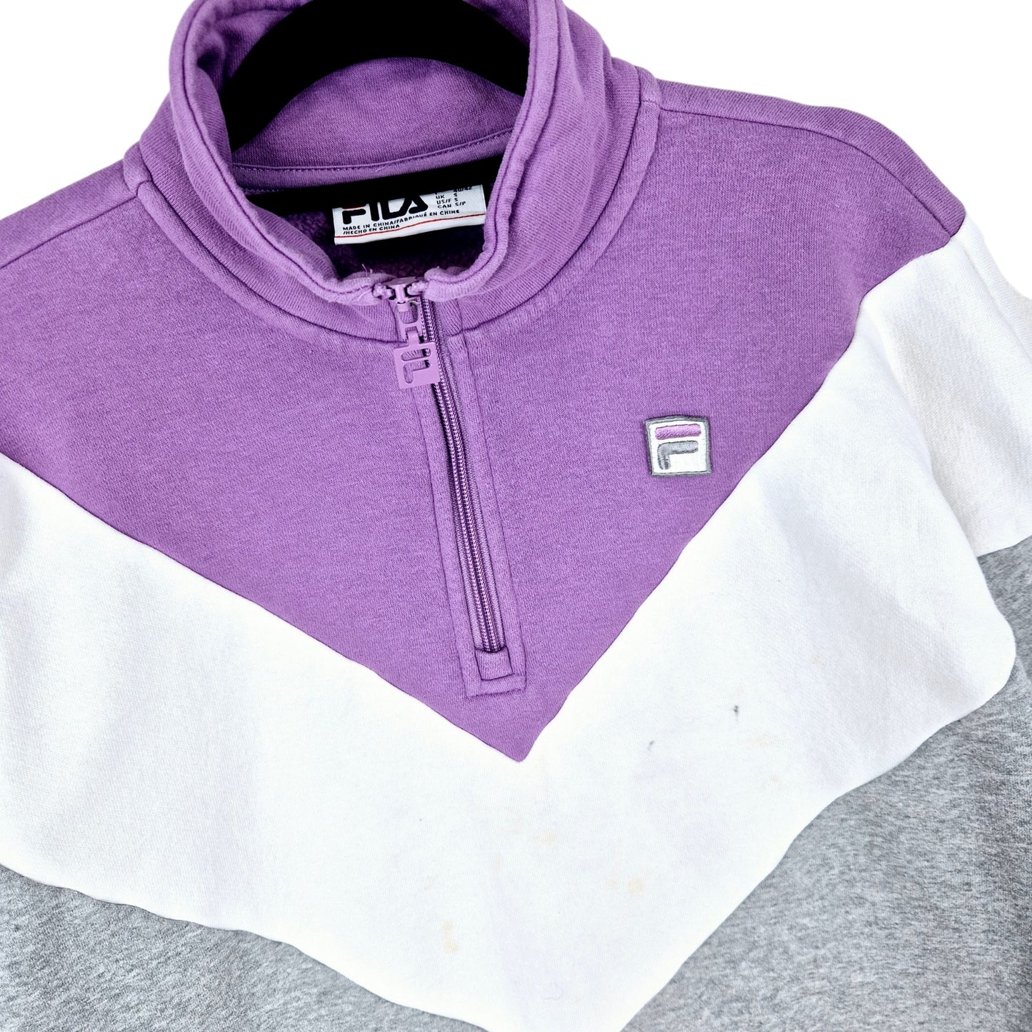 FILA Grey & Purple Quarter Zip Sweater Size S