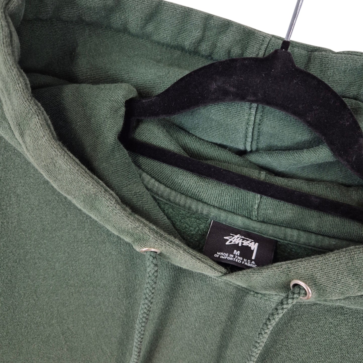 Stussy Dark Green Embroidered USA Made Hoodie Size M