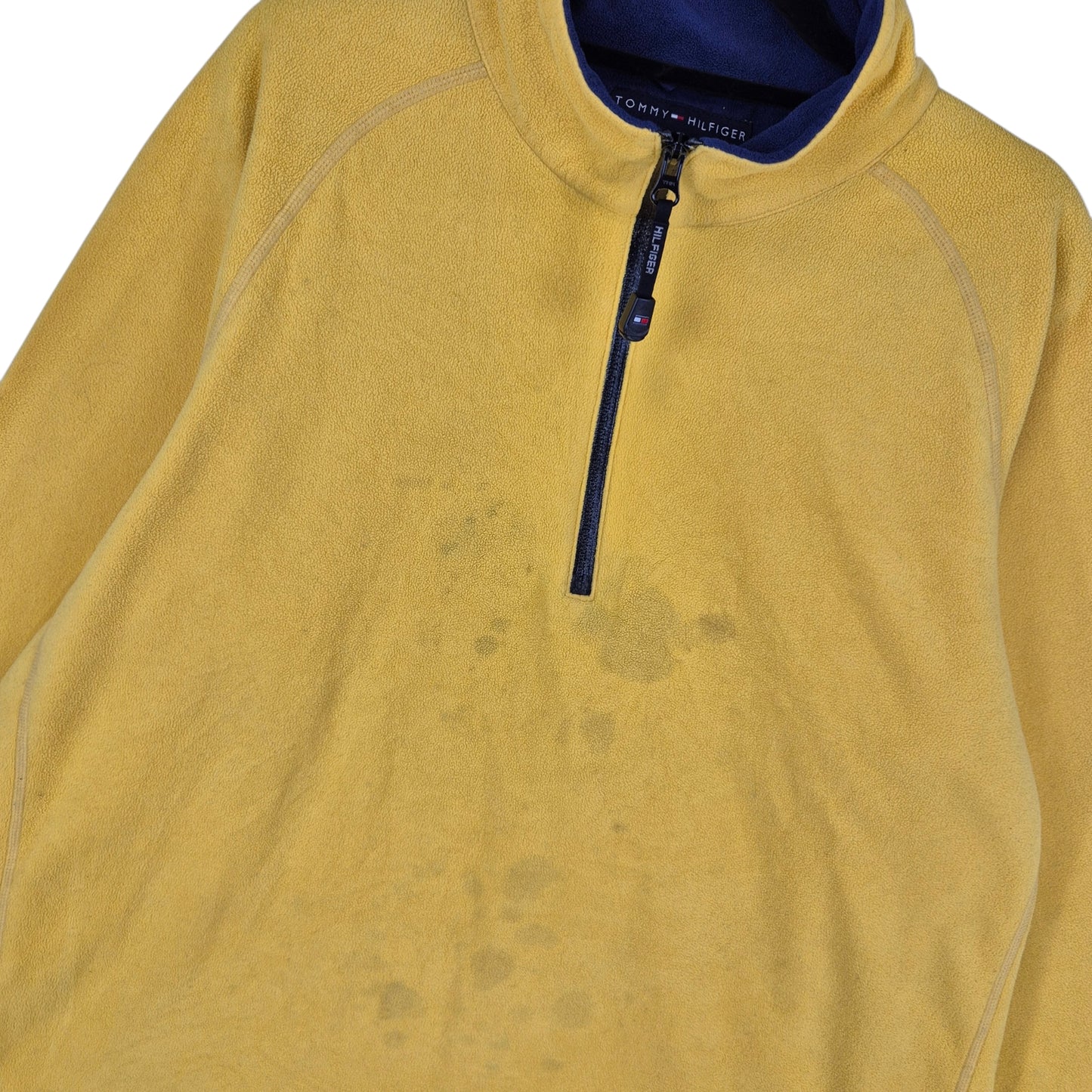 Tommy Hilfiger Yellow Quarter Zip Fleece Jumper Size L