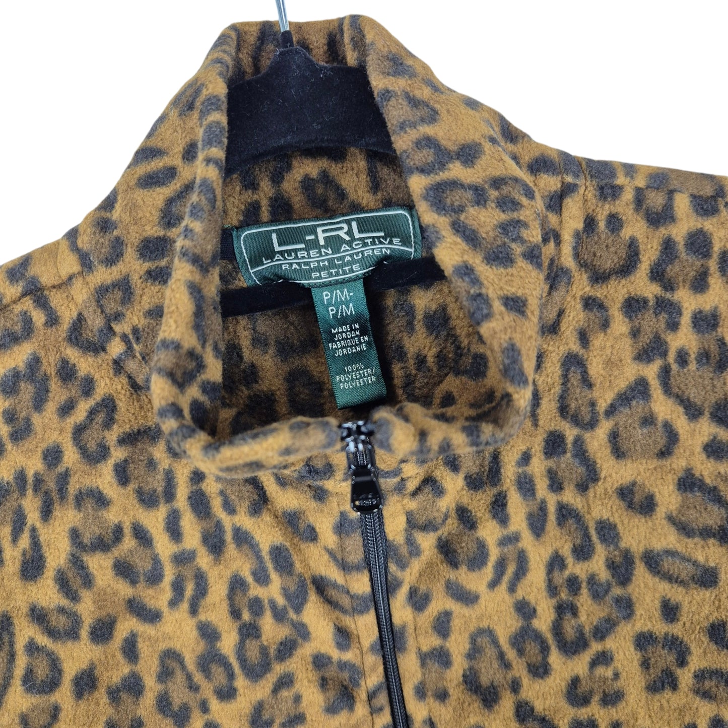 Ralph Lauren Green Label Womens Brown Leopard Fleece Zip Jumper Size M