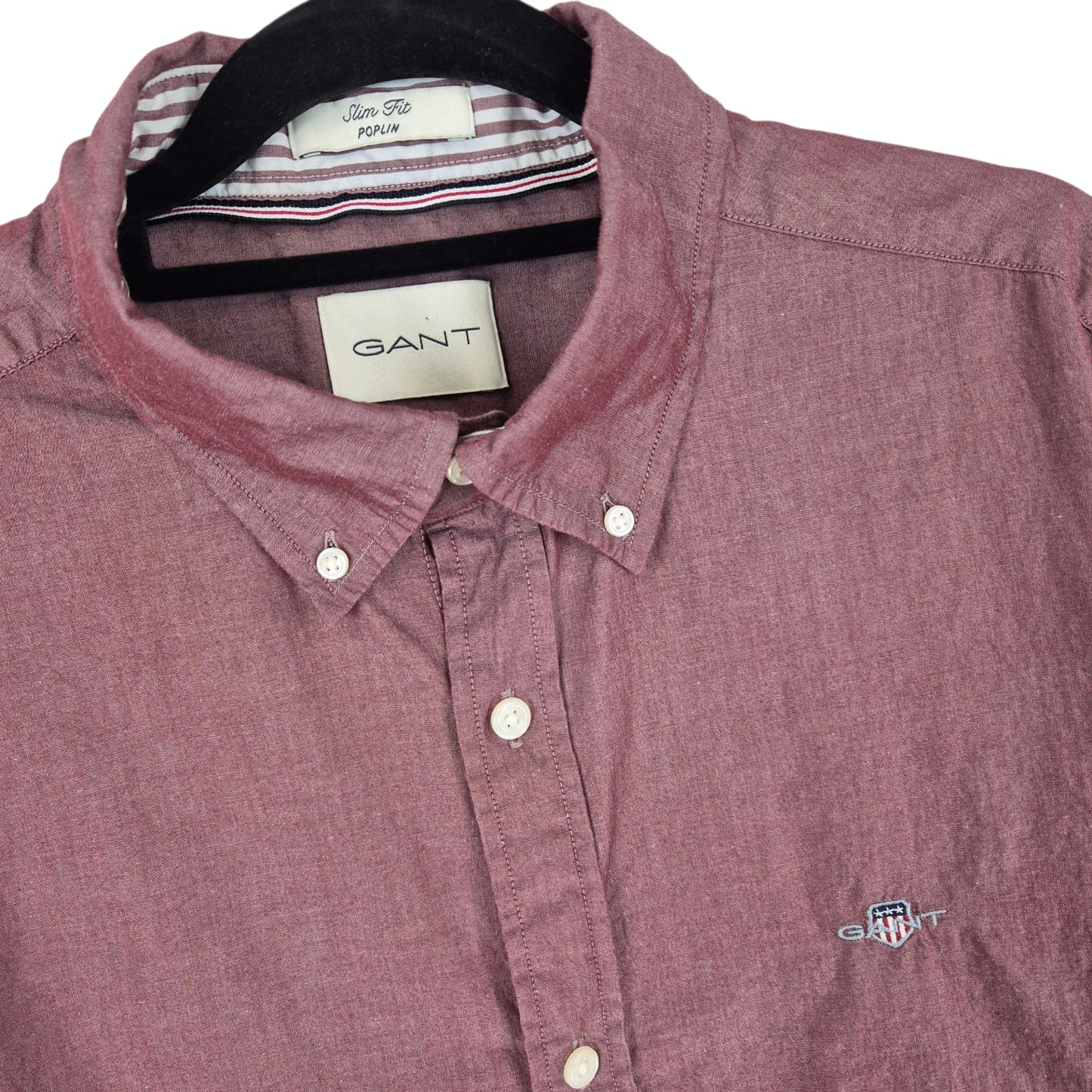 Gant Shiny Burgundy Slim Fit Poplin Dress Shirt Size XL