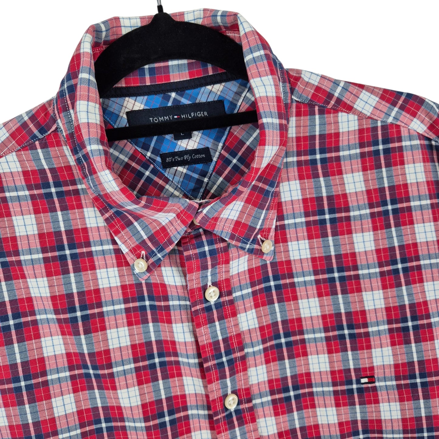 Tommy Hilfiger Red Checkered Dress Shirt Size L