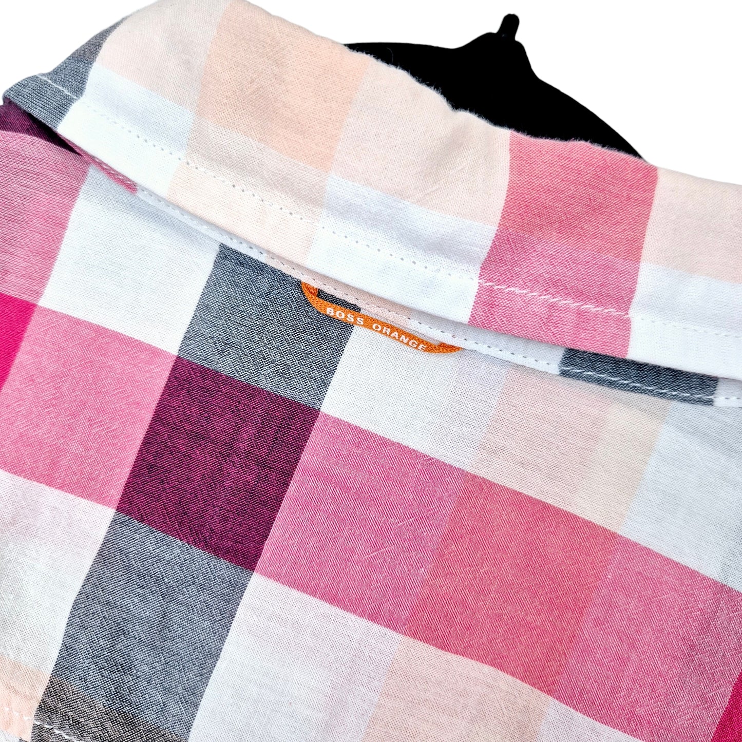 Hugo Boss Orange White & Pink Slim Fit Stretch Linen Dress Shirt Size L
