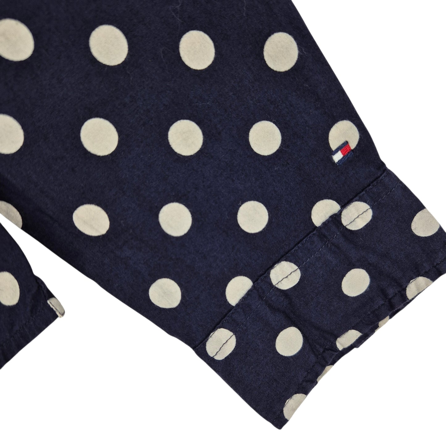 Tommy Hilfiger Womens Dark Blue Spotted Dress Shirt Size L