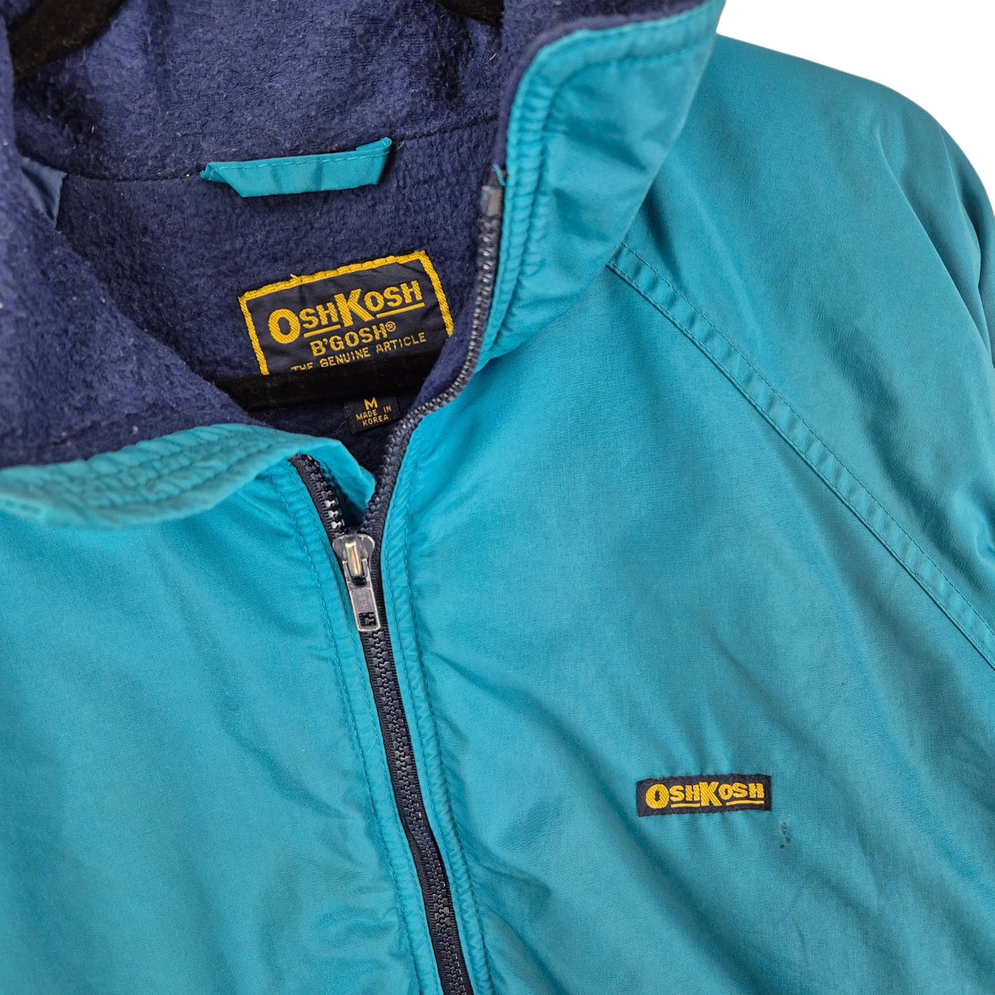 Vintage Osh Kosh 80's Aqua Blue Fleece Insualted Nylon Jacket Size M