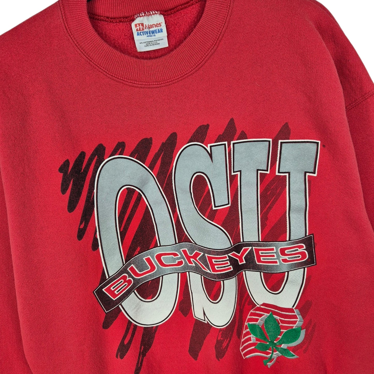 Vintage Ohio State Buckeyes 90's Red USA Made Crewneck Sweater Size XL