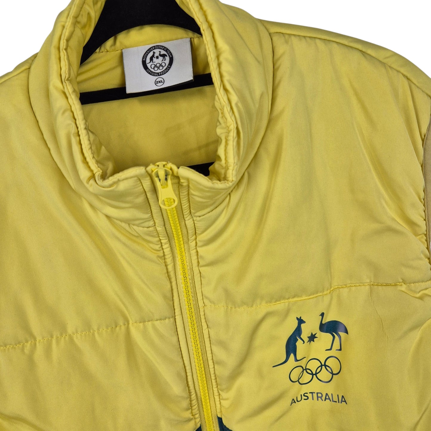Australia Olympic Team Official Yellow & Green Puffer Vest Size 2XL