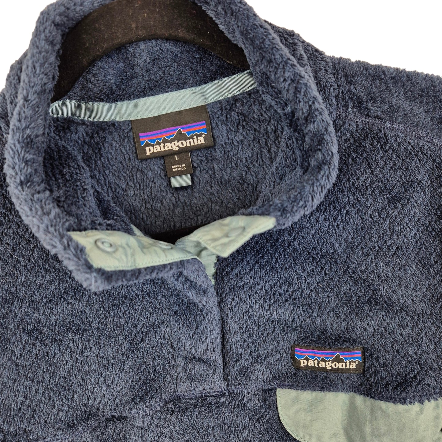 Patagonia Dark Blue Quarter Button Fleece Jumper Size L