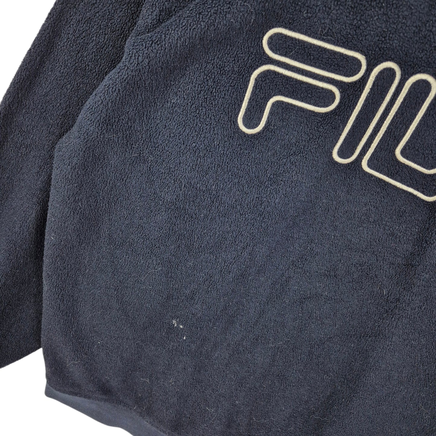 Vintage FILA Dark Blue Embroidered Crewneck Fleece Jumper Size XL