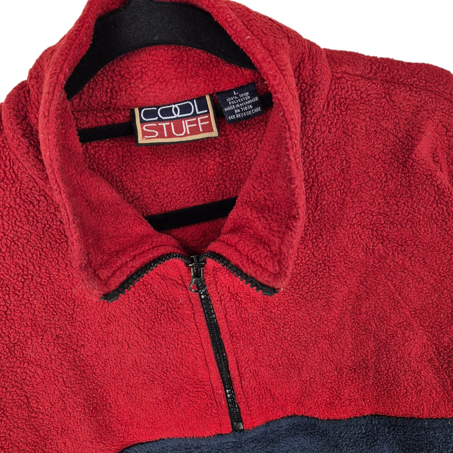 Vintage Cool Stuff 90's Red Quarter Zip Fleece Jumper Size L