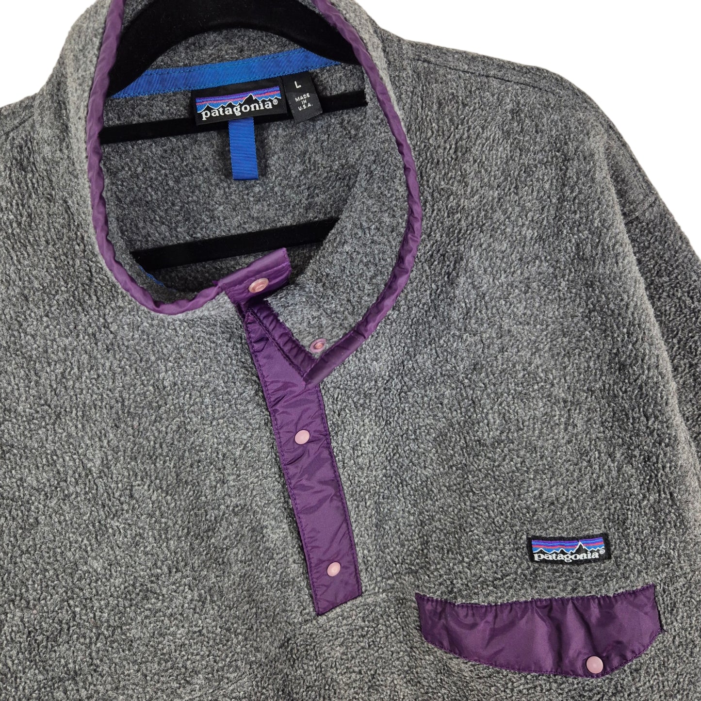 Vintage Patagonia 90's Grey USA Made Quarter Button Fleece Jumper Size L