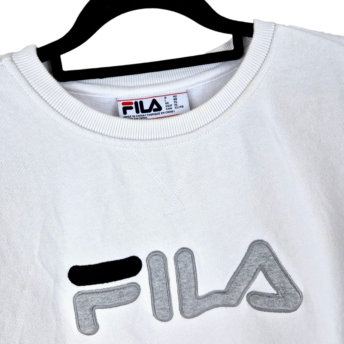 FILA White Embroidered Crewneck Sweater Size XL