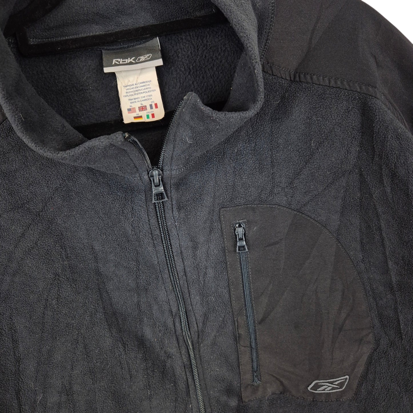 Vintage Reebok 2000's Black Fleece Zip Jumper Size XL