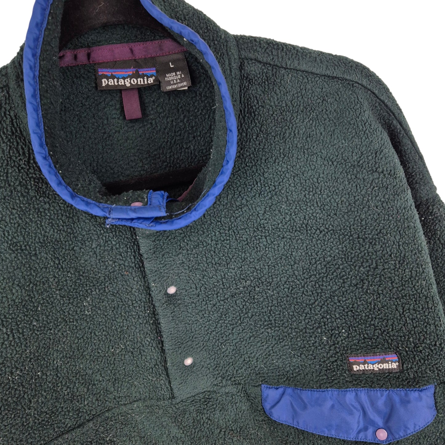 Vintage Patagonia 90's Dark Green USA Made Fleece Jumper Size L