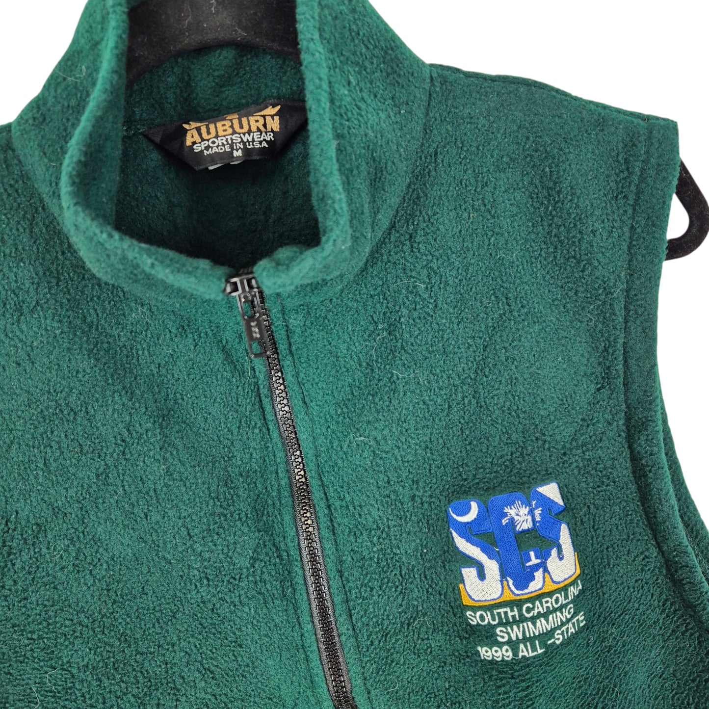 Vintage 1999 South Carolina Swimming Dark Green Fleece Vest Size M