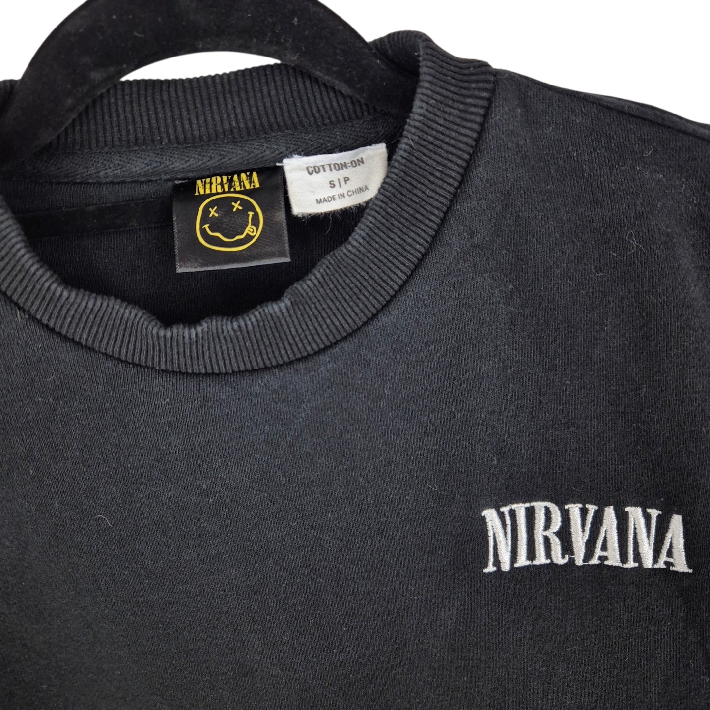 Cotton On Nirvana Black Crewneck Sweater Size S