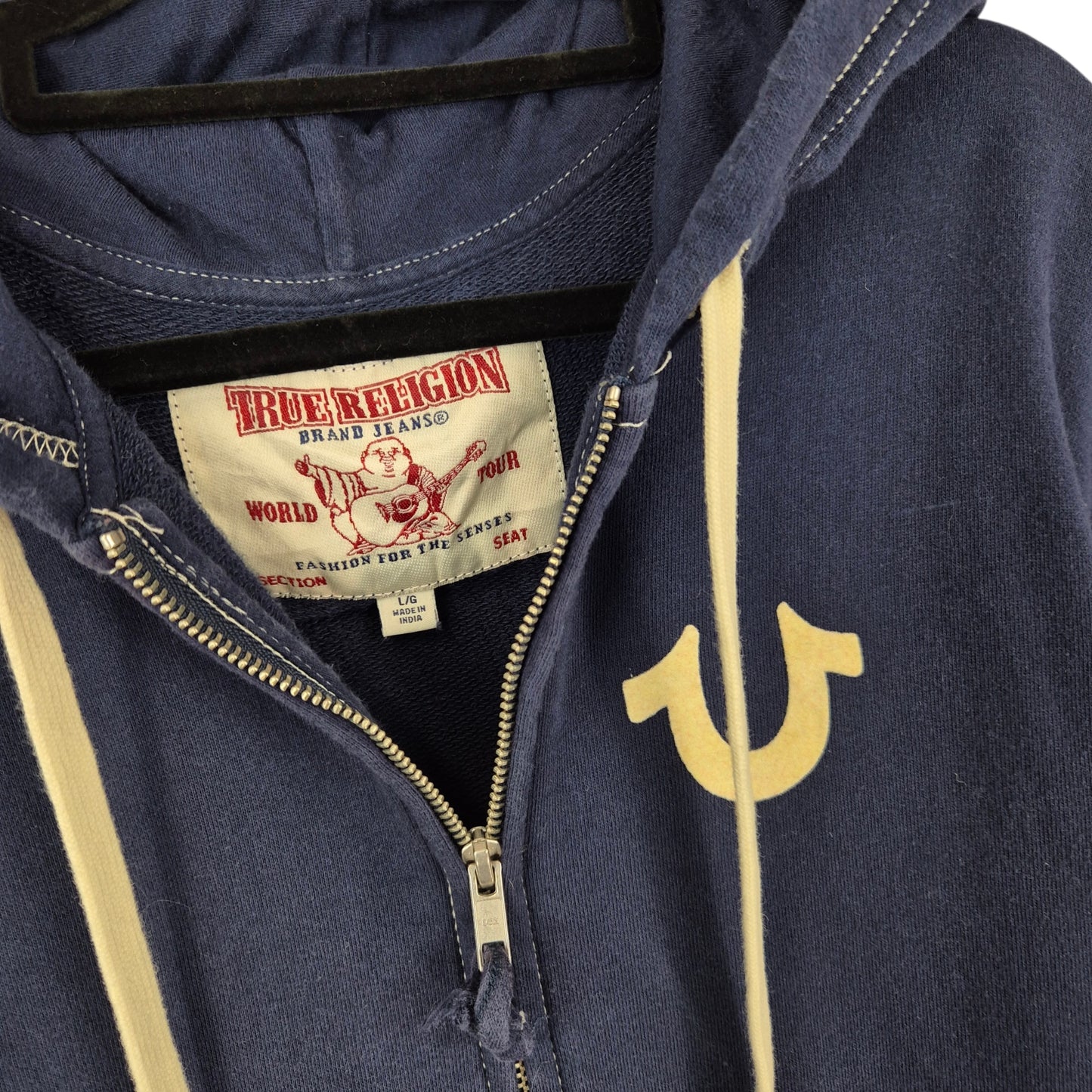 True Religion Dark Blue Zip Hoodie Size L